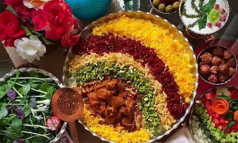 مرصع پلو یلدایی؛ شاه پلو با شکوه شب چله