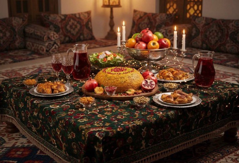 ته‌چین مرغ و انار ؛ قرمزِ اصیل شب چله