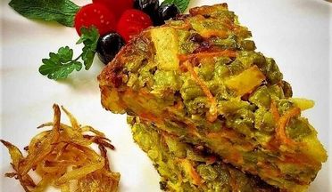 کوکو لوبیا سبز با گوشت چرخ کرده؛ به سبک تبریزیها