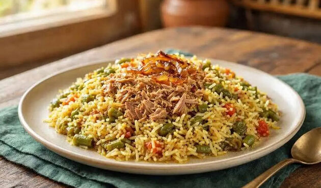  طرز تهیه لوبیاپلو با تن ماهی