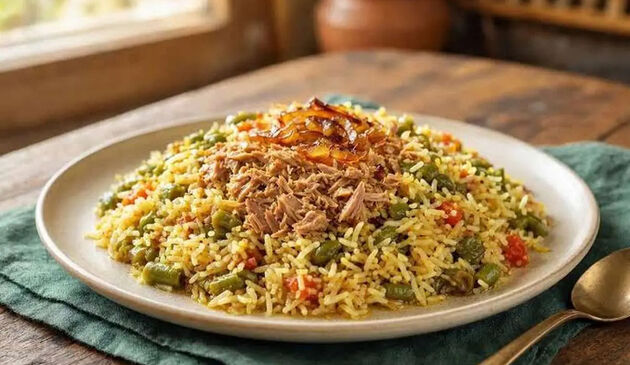  طرز تهیه لوبیاپلو با تن ماهی