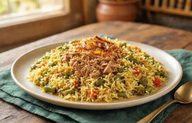  طرز تهیه لوبیاپلو با تن ماهی