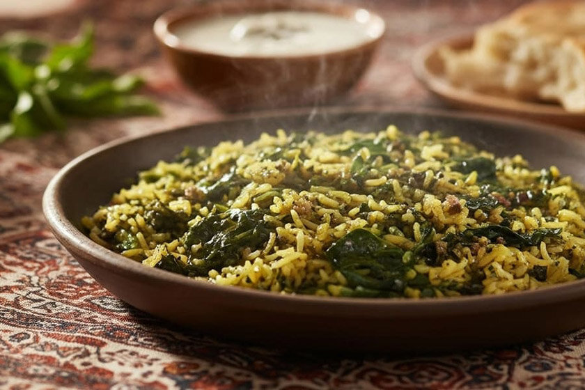 طرز تهیه اسفناج پلو ساده