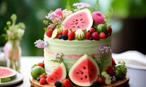 کیک هندوانه ای در قابلمه؛ قشنگ ترین کیک شب یلدا را بدون فر درست کنید