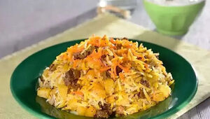 طرز تهیه قنبیدپلو قم با کلم قمری و گوشت قلقلی